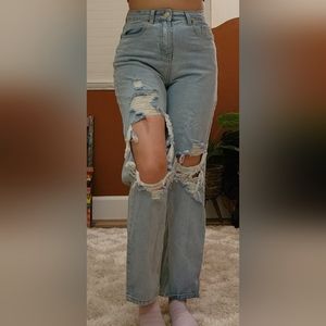 Distressed Blue Jeans